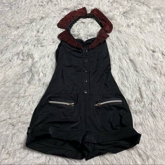 Kelle Black Halter Dance Romper Outfit - Picture 1 of 7